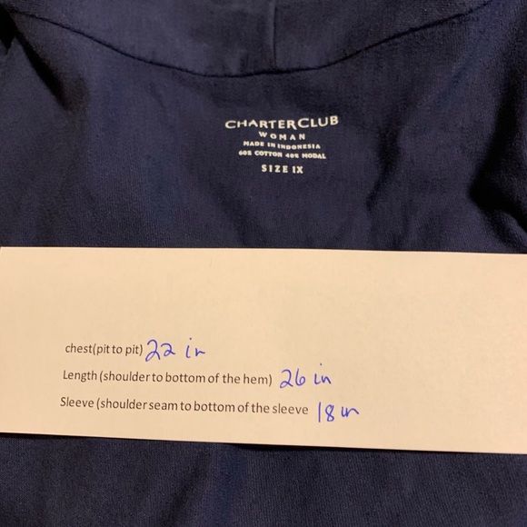 3/$35 Charter club 1X navy blue open cardigan top - Picture 2 of 8